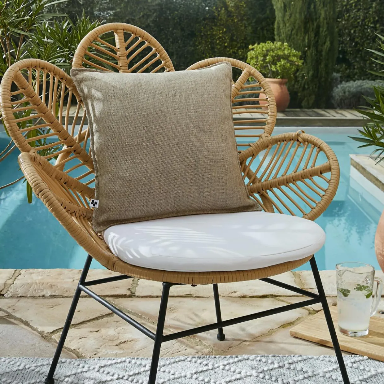 Housse de coussin extérieur carrée (45 x 45 cm) Naia Beige sable