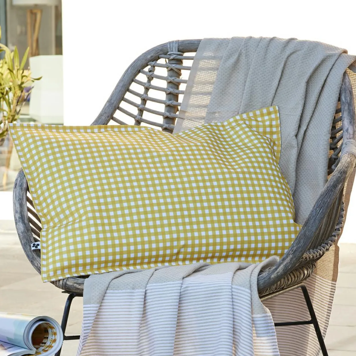 Housse de coussin extérieur rectangulaire (40 x 60 cm) Vickie Jaune