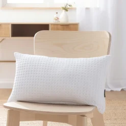 Housse de coussin rectangulaire coton nid d'abeille (30 x 50 cm) Maya Blanche