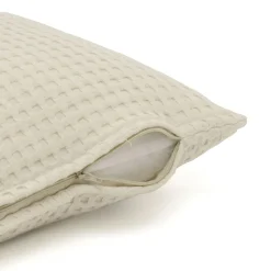 Housse de coussin rectangulaire coton nid d'abeille (30 x 50 cm) Maya Beige pampa