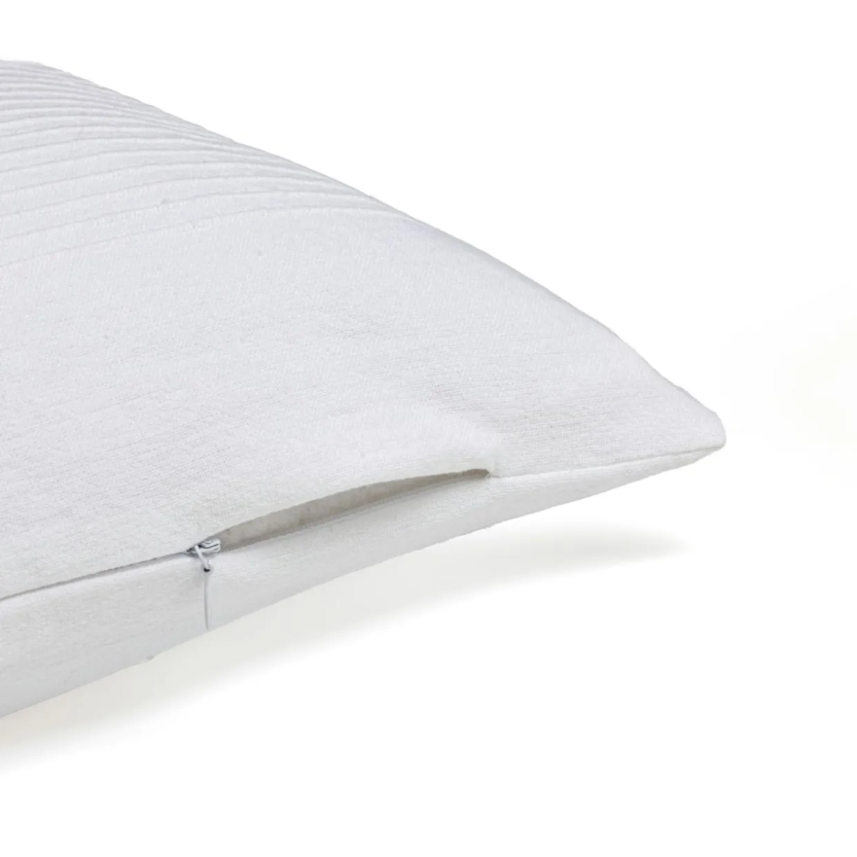 Housse de coussin rectangulaire coton tissé (30 x 50 cm) Léa Blanche