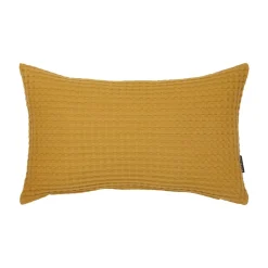 Housse de coussin rectangulaire coton nid d'abeille (30 x 50 cm) Maya Jaune safran