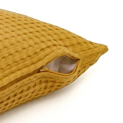 Housse de coussin rectangulaire coton nid d'abeille (30 x 50 cm) Maya Jaune safran