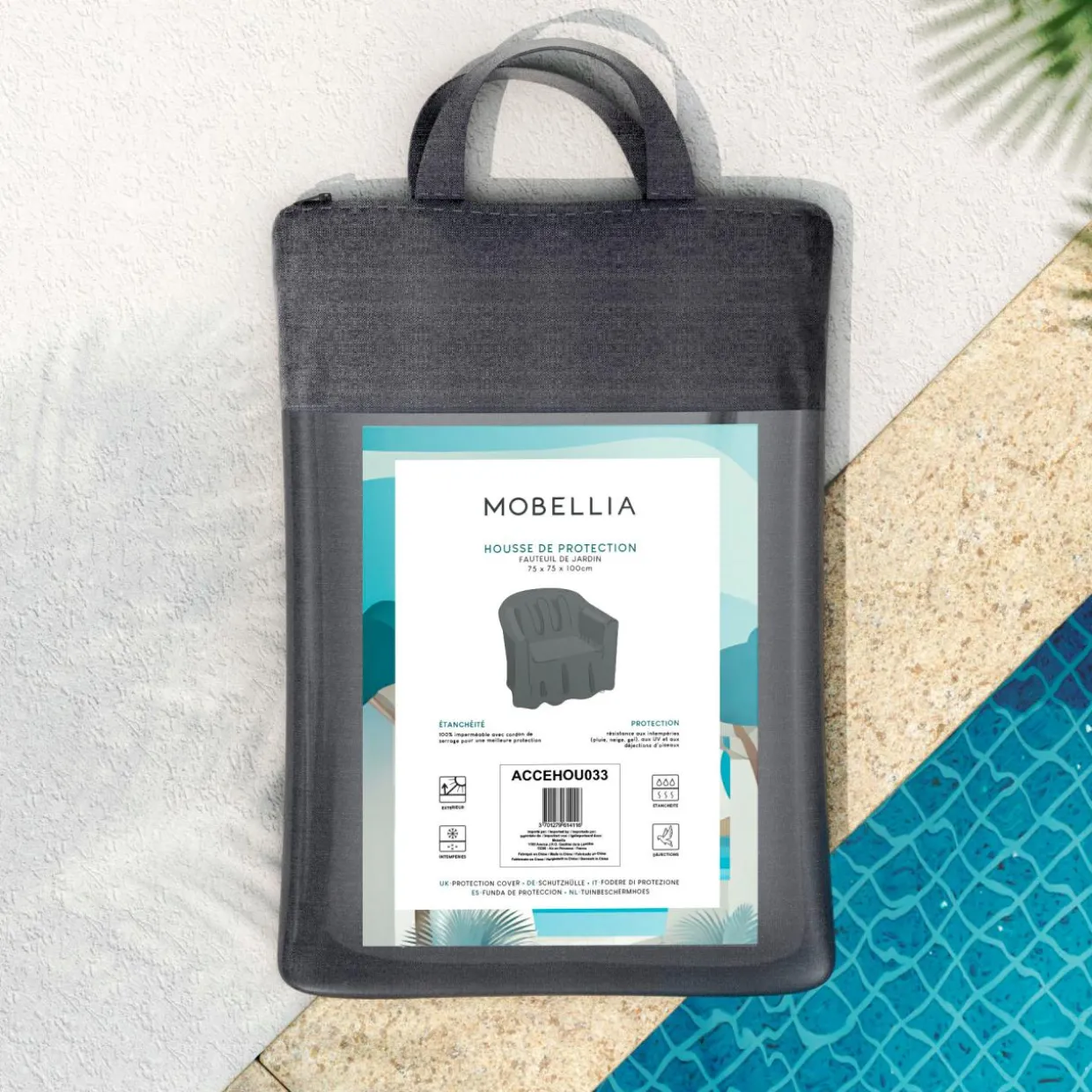 Housse de protection Imperméable pour Fauteuil de jardin (75 x 75 cm) Gris