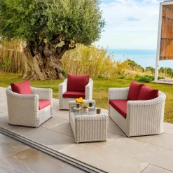 Housses de coussin de remplacement pour salon de jardin Calvi 4 places - Rouge