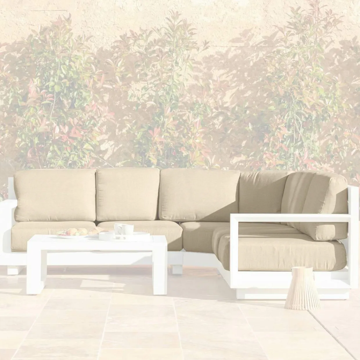 Housses de coussin de remplacement pour salon de jardin d'angle Elba Beige
