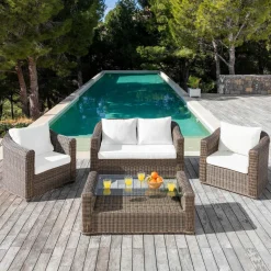 Housses de coussin de remplacement pour salon de jardin Calvi 4 places - Blanc