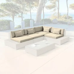 Housses de coussin de remplacement pour salon de jardin 5 places Palma Beige
