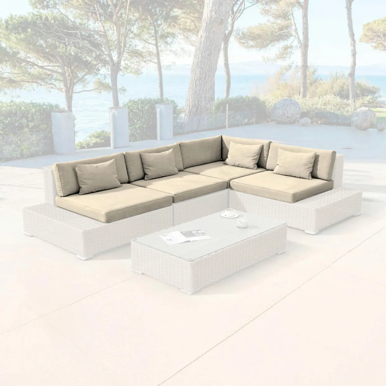 Housses de coussin de remplacement pour salon de jardin 5 places Palma Beige