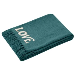 Jeté de canapé coton (125 x 150 cm) Happy Bleu orage