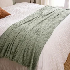 Jeté de lit coton (130 x 180 cm) Widdy Vert céladon