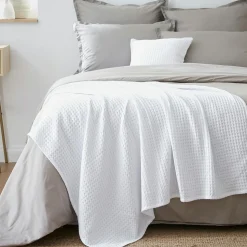 Jeté de lit coton nid d'abeille (130 x 160 cm) Maya Blanc