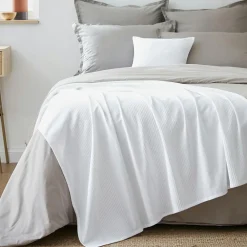 Jeté de lit coton tissé (130 x 160 cm) Léa Blanc