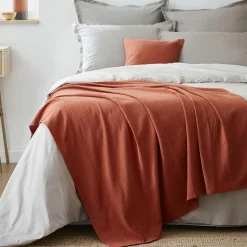 Jeté de lit coton tissé (130 x 160 cm) Léa Terracotta
