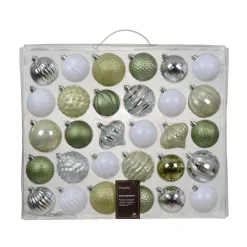 Kit de décoration de sapin de Noël Agéna Menthe blanche, blanc et argent