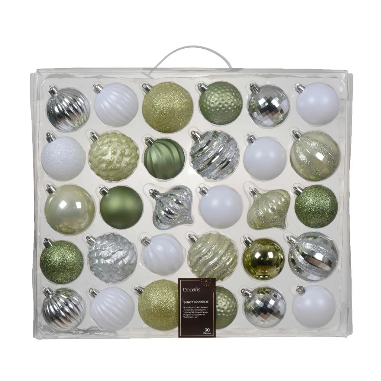 Kit de décoration de sapin de Noël Agéna Menthe blanche, blanc et argent