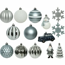 Kit de décoration de sapin de Noël Tradition Bleu clair/Blanc/ Bleu nuit