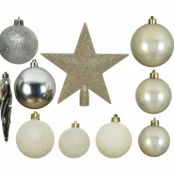Kit de décoration de sapin de Noël Novae multi Argent / Blanc laine / Or / Perle