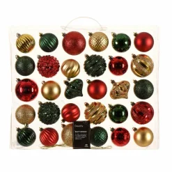 Kit de décoration de sapin de Noël Agéna Vert sapin, Rouge et Or