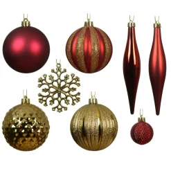 Kit de décoration de sapin de Noël Christmas Bordeaux et or clair