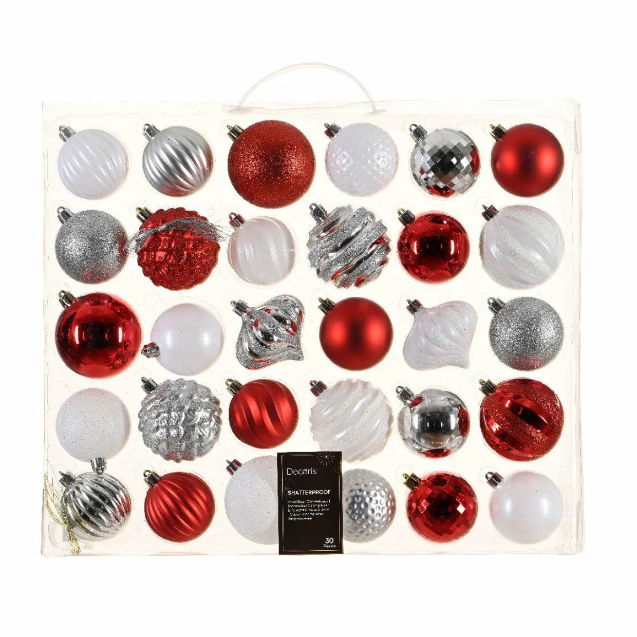 Kit de décoration de sapin de Noël Agéna Rouge, Blanc et Argent