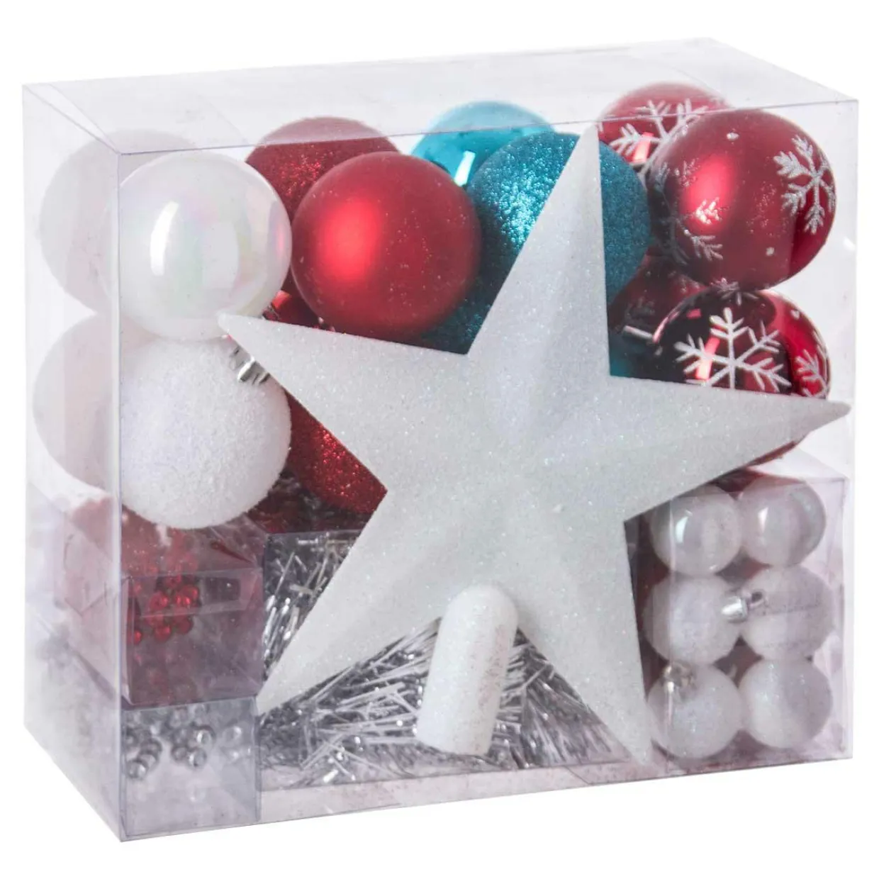 Kit de décoration de sapin de Noël Aspen Blanc / Bleu turquoise