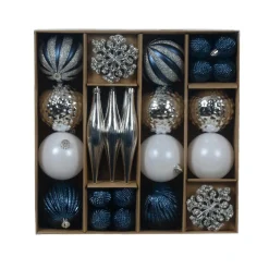 Kit de décoration de sapin de Noël Christmas Bleu argent et blanc