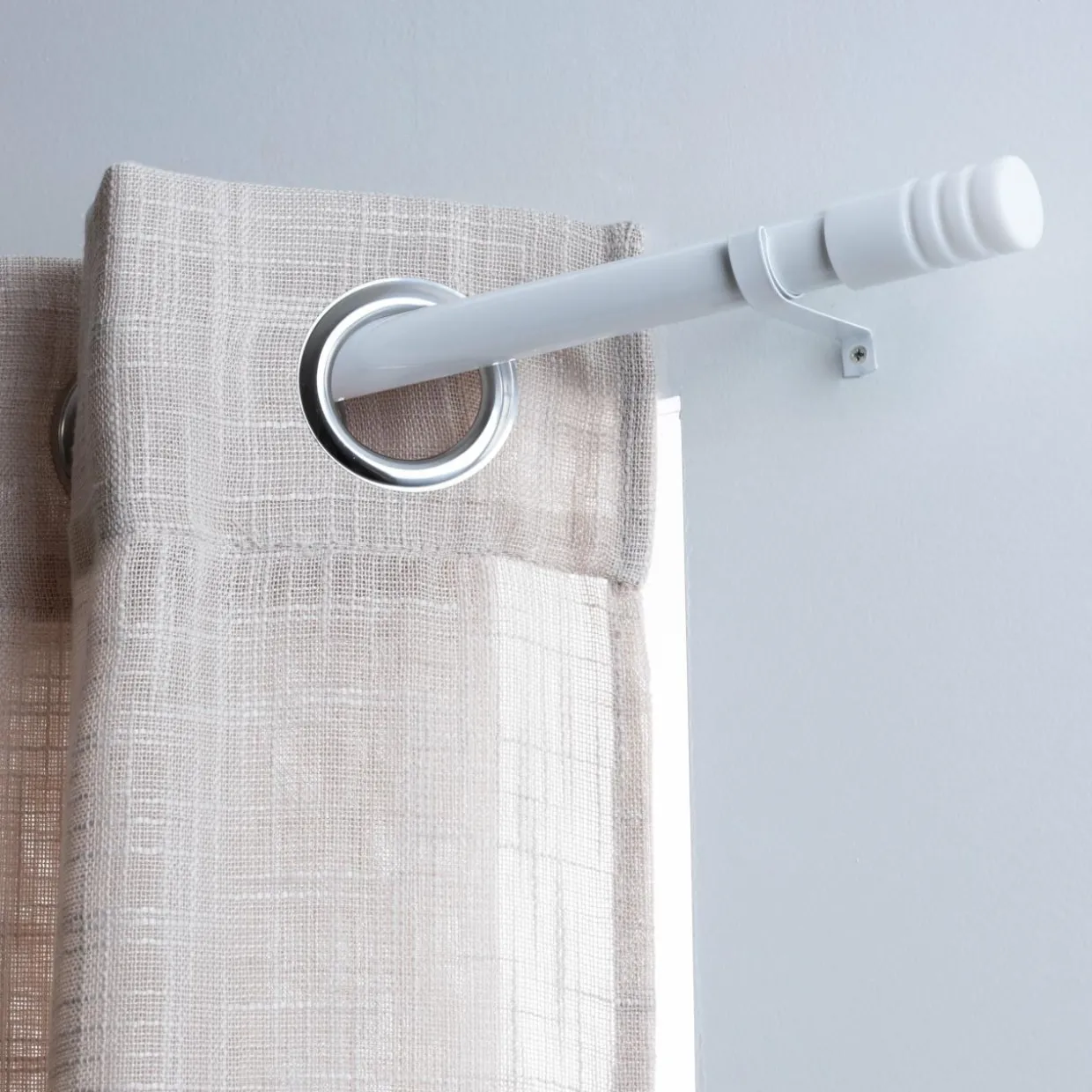 Kit de tringle extensible (170 à 300 cm) Cylindre strié Blanc