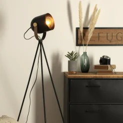 Lampadaire à trépied (H136 cm) Bil Noir