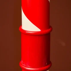 Lampadaire de Noël illuminé et animé 33 LED (H180 cm) Neige tombante Rouge