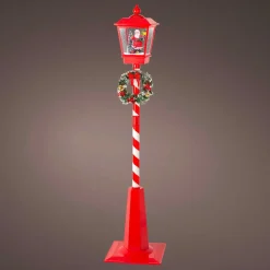 Lampadaire de Noël illuminé et animé 33 LED (H180 cm) Neige tombante Rouge
