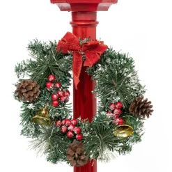 Lampadaire de Noël illuminé (H185 cm) London Rouge et Blanc chaud