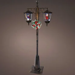 Lampadaire double illuminé 66 LED (H188 cm) Noël Magique Noir