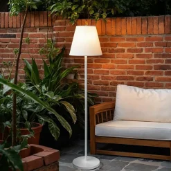 Lampadaire extérieur sans fil rechargeable USB LED (H150 cm) Brooklyn Blanc