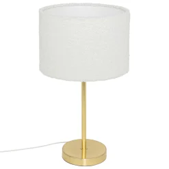 Lampe à poser bouclette et métal (H49 cm) Tina Blanc et or