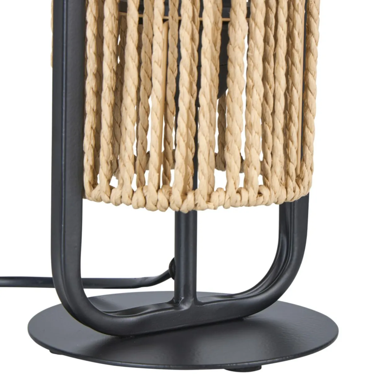 Lampe à poser en Corde et Métal (H37 cm) Tanzanie Noir et beige