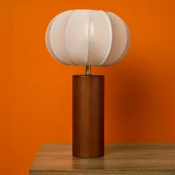 Lampe à poser en coton (H36 cm) Mira Bois foncé