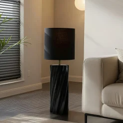 Lampe à poser en Céramique (H104 cm) Twist Noire