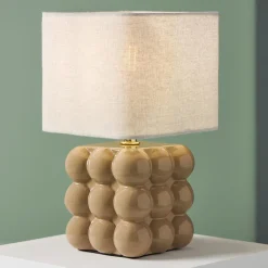 Lampe à poser en céramique (H27 cm) Pompon Beige