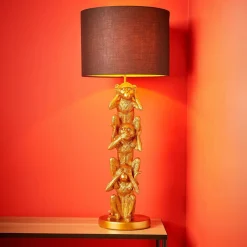 Lampe à poser en métal Singe (H86,5 cm) Sagesse Or