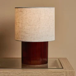 Lampe à poser en verre rétro (H22 cm) Teca Marron