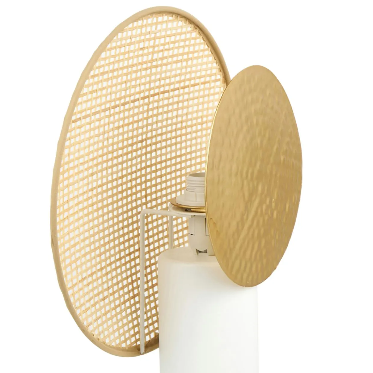 Lampe à poser métal et bambou (H32 cm) Olympe Beige et doré