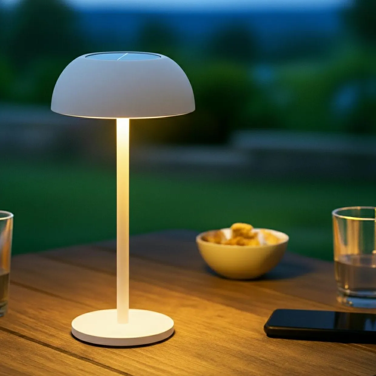 Lampe de table solaire 100 lumens (H33 cm) Malibu Blanc