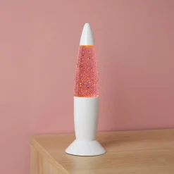 Lampe lave enfant à paillettes (H19 cm) Rose