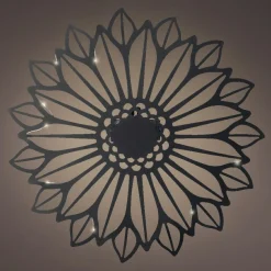 Lampe murale solaire en métal (D37 cm) Tournesol Noir et blanc chaud