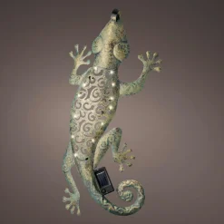 Lampe murale solaire en métal (L51 cm) Gecko Vert antique