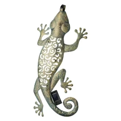 Lampe murale solaire en métal (L51 cm) Gecko Vert antique