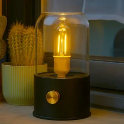 Lampe tempête sans fil rechargeable USB (H20 cm) Noir