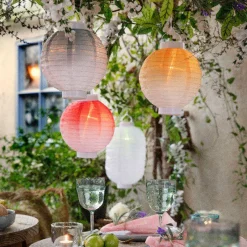 Lanterne chinoise solaire LED (D20 cm) Cylindre effet flamme Blanc chaud