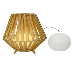 Lanterne de table solaire LED (H22,5 cm) Augusta Marron clair